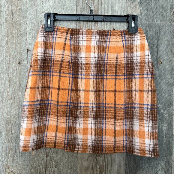 Preppy Orange Plaid Skirt XS - Picture 2 of 7